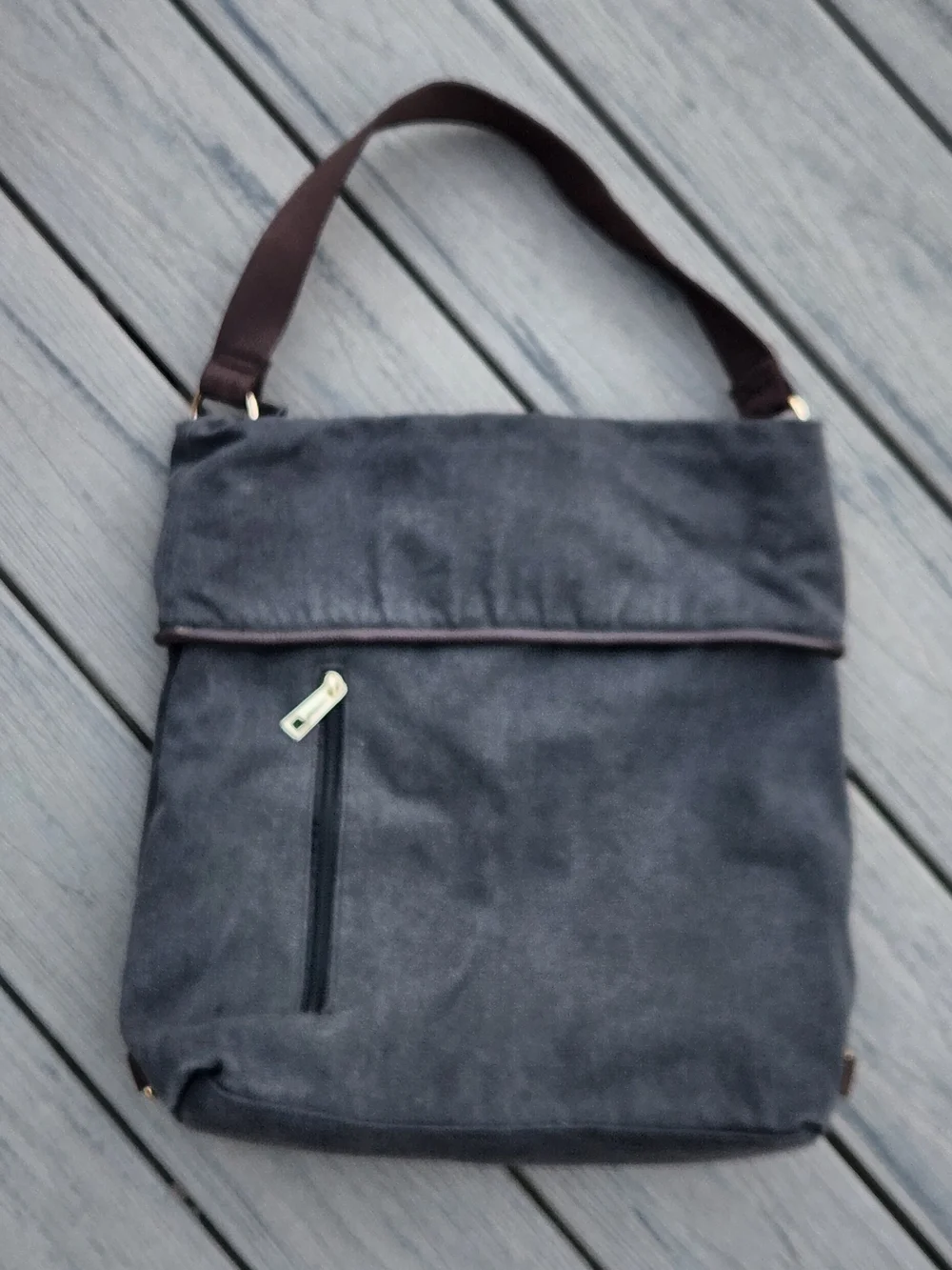 Everyday Dark Gray Canvas Hobo Bag with Top Handle